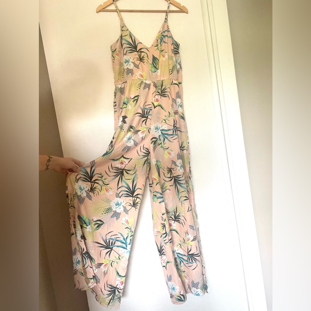 True Destiny Peachy PinkTropical Jumpsuit Romper